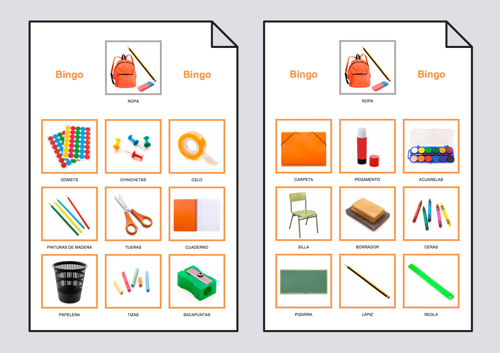 Bingo del material escolar