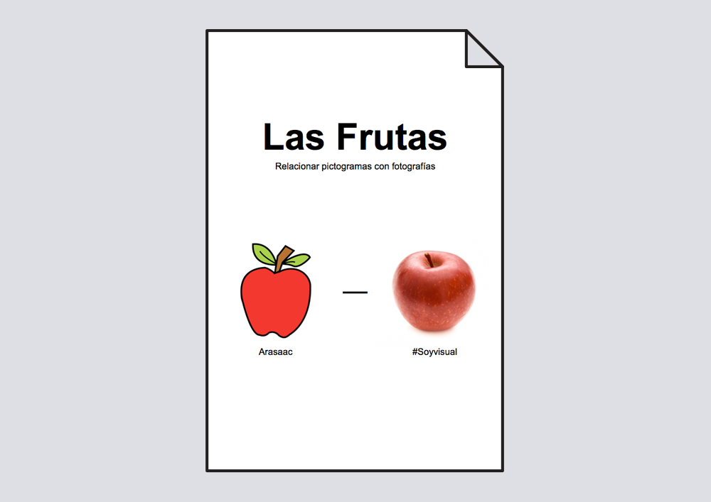Relacionar frutas: pictogramas-fotografías