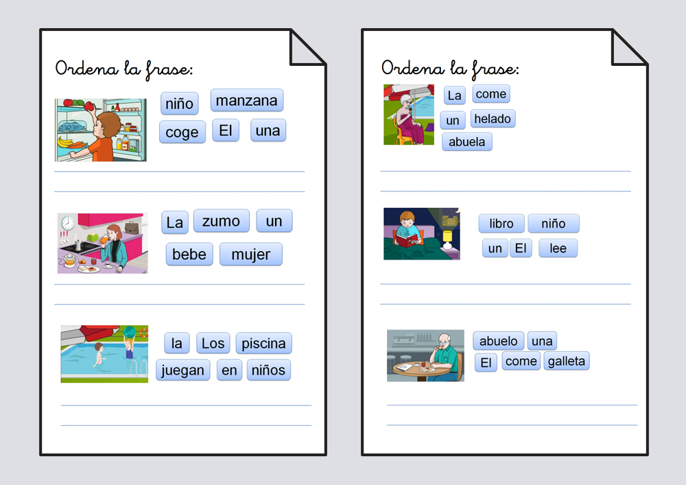 Ordena la frase. Nivel 1