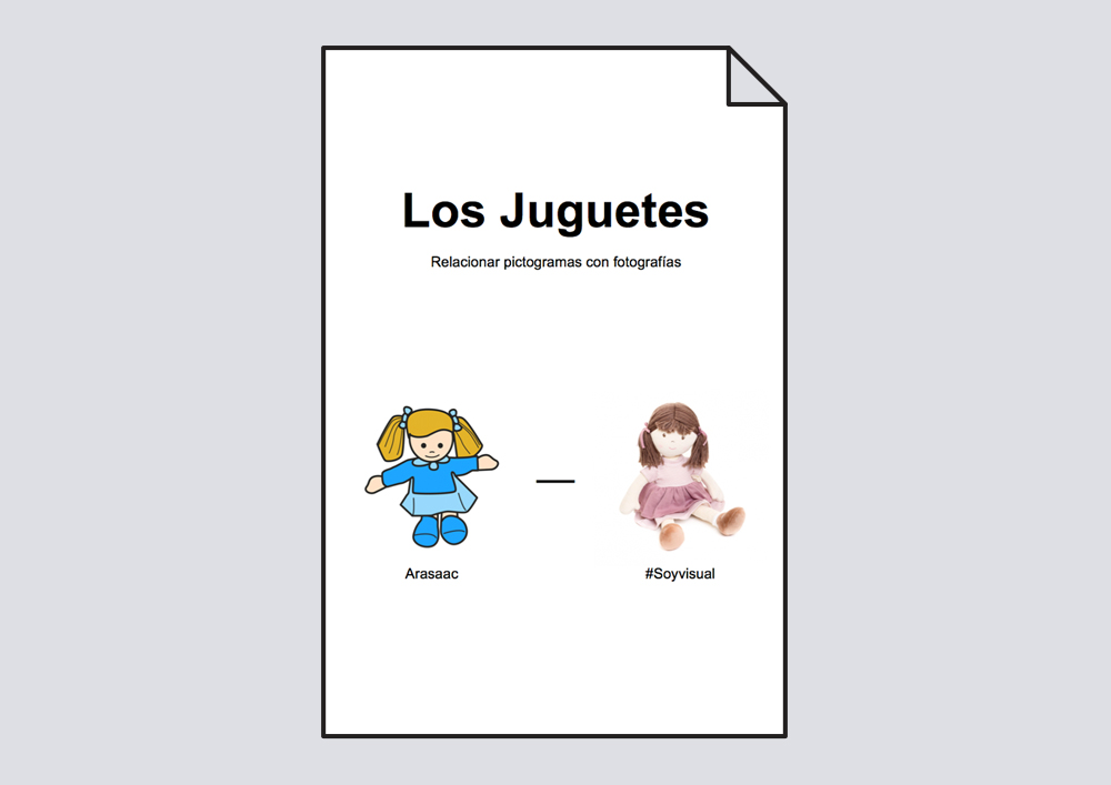 Relacionar juguetes: pictogramas-fotografías