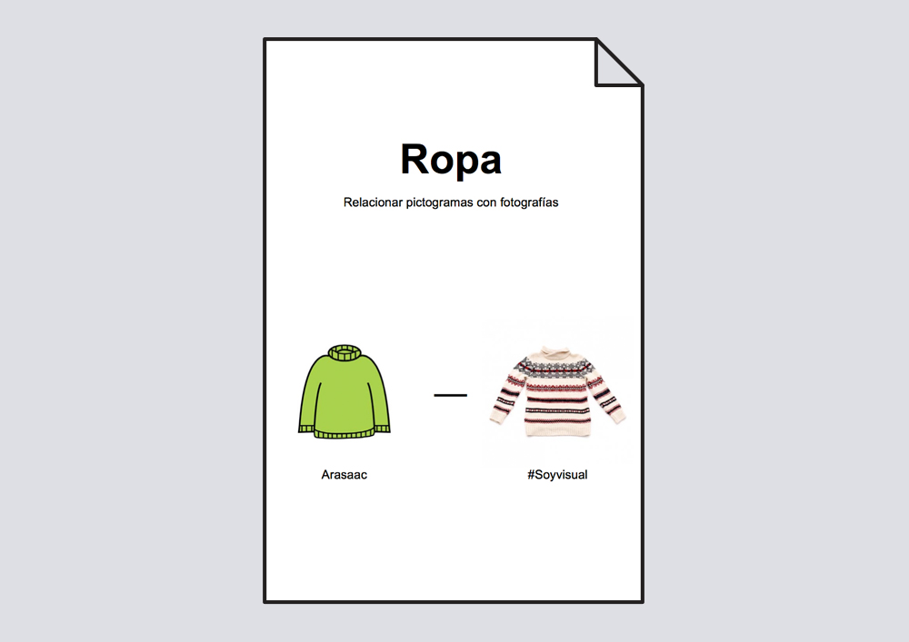 Relacionar ropa: pictogramas-fotografías