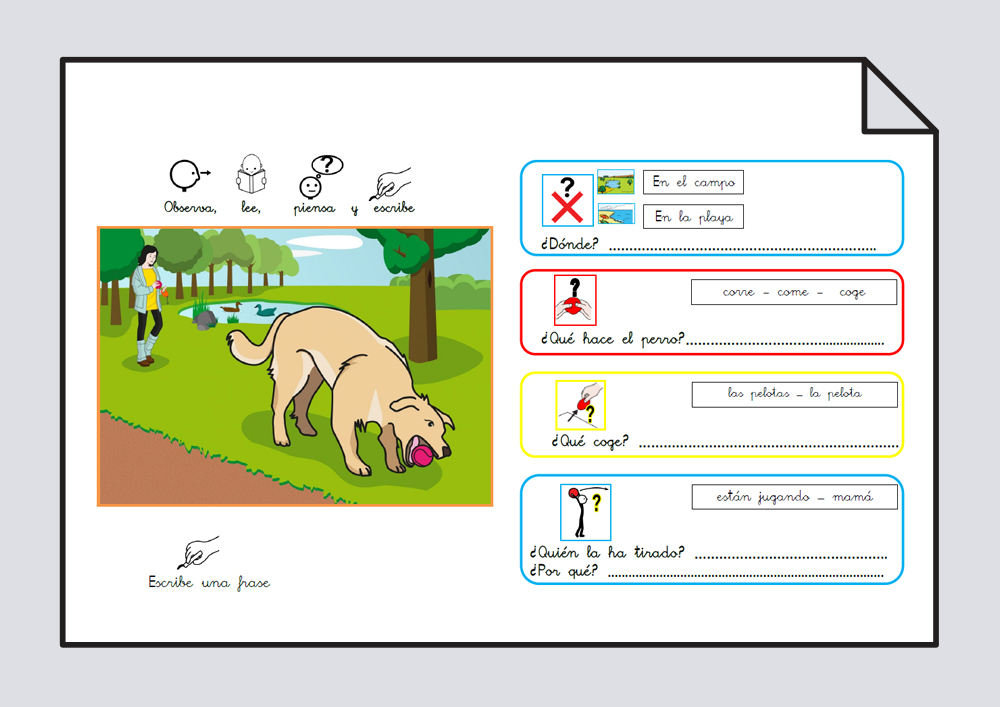 Material para trabajar comprensión / expresión oral y lectoescritura. Verbo Coger