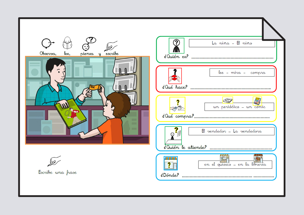 Material para trabajar comprensión / expresión oral y lectoescritura. Verbo Comprar