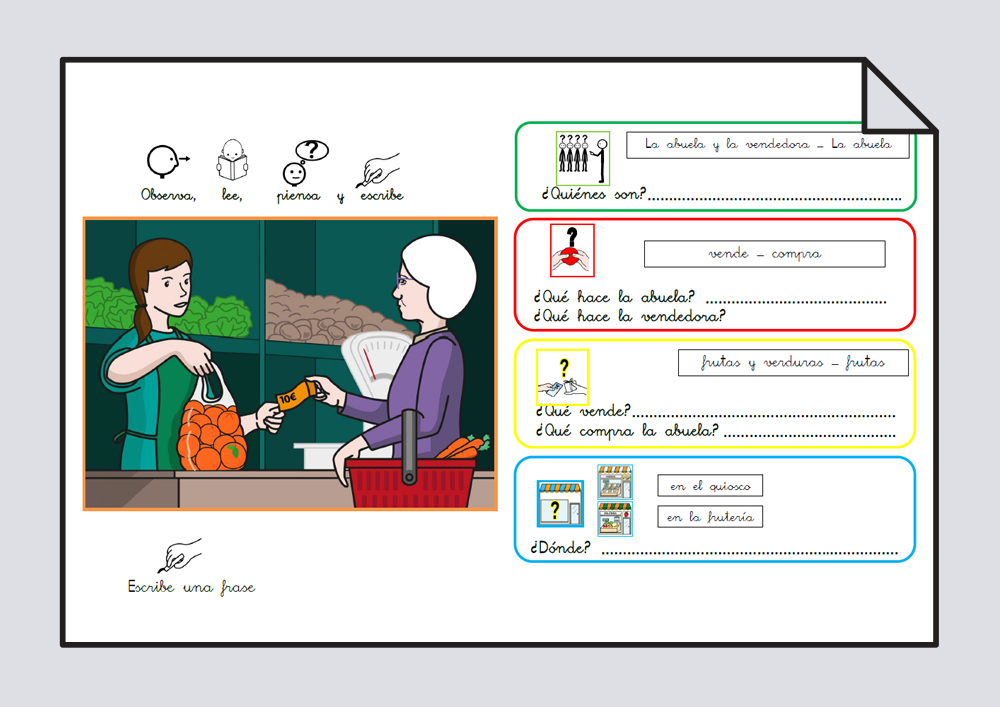 Material para trabajar comprensión / expresión oral y lectoescritura. Verbo Comprar