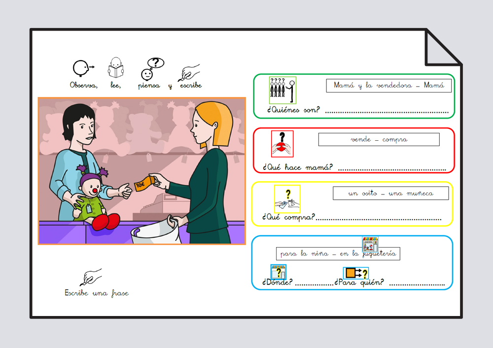 Material para trabajar comprensión / expresión oral y lectoescritura. Verbo Comprar