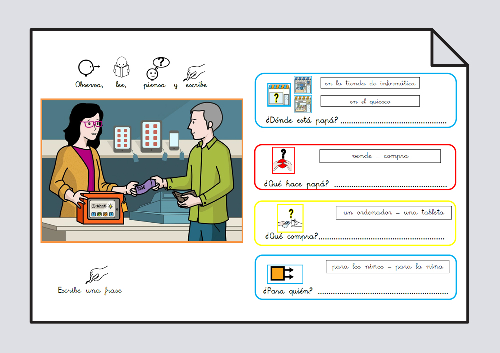 Material para trabajar comprensión / expresión oral y lectoescritura. Verbo Comprar