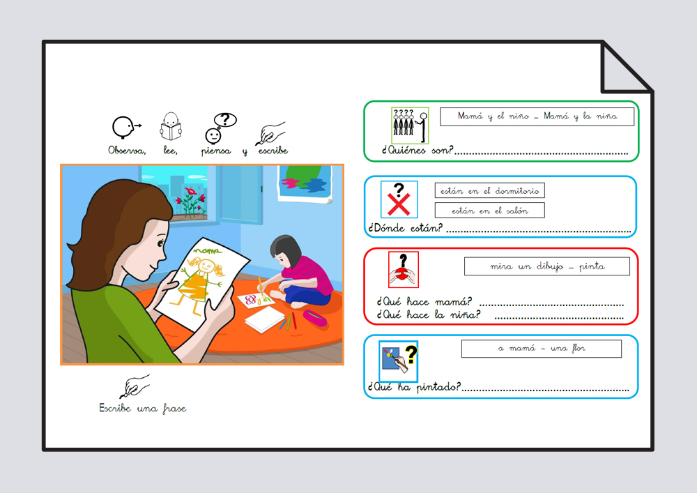 Material para trabajar comprensión / expresión oral y lectoescritura. Verbo Mirar