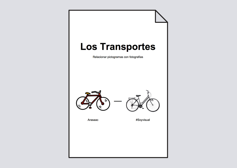 Relacionar transportes: pictogramas-fotografías
