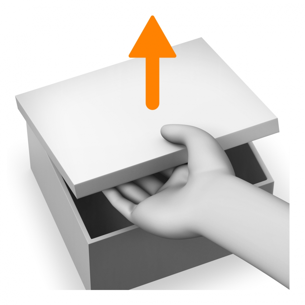 Imagen en la que se ve una mano abriendo un elemento en horizontal