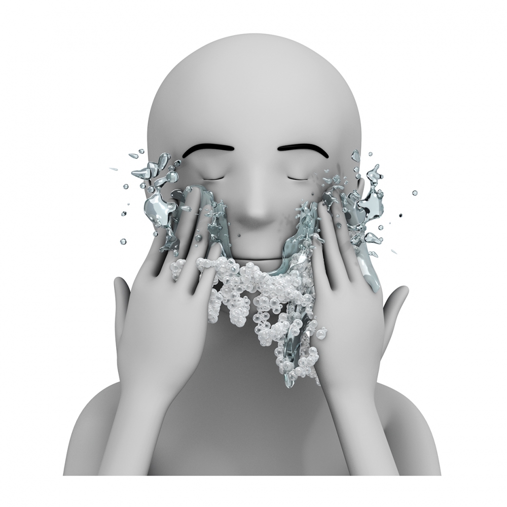 Imagen en la que se ve una persona aclarándose la cara