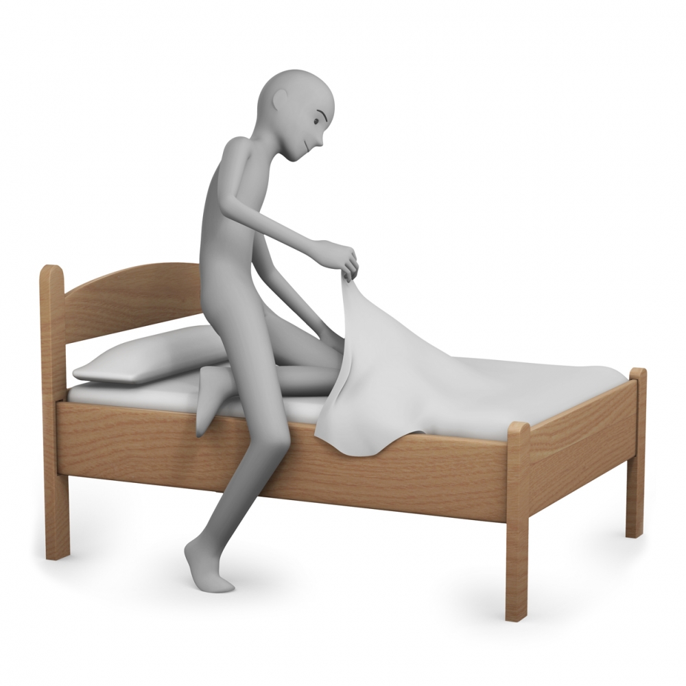 Imagen del verbo acostarse en la cama