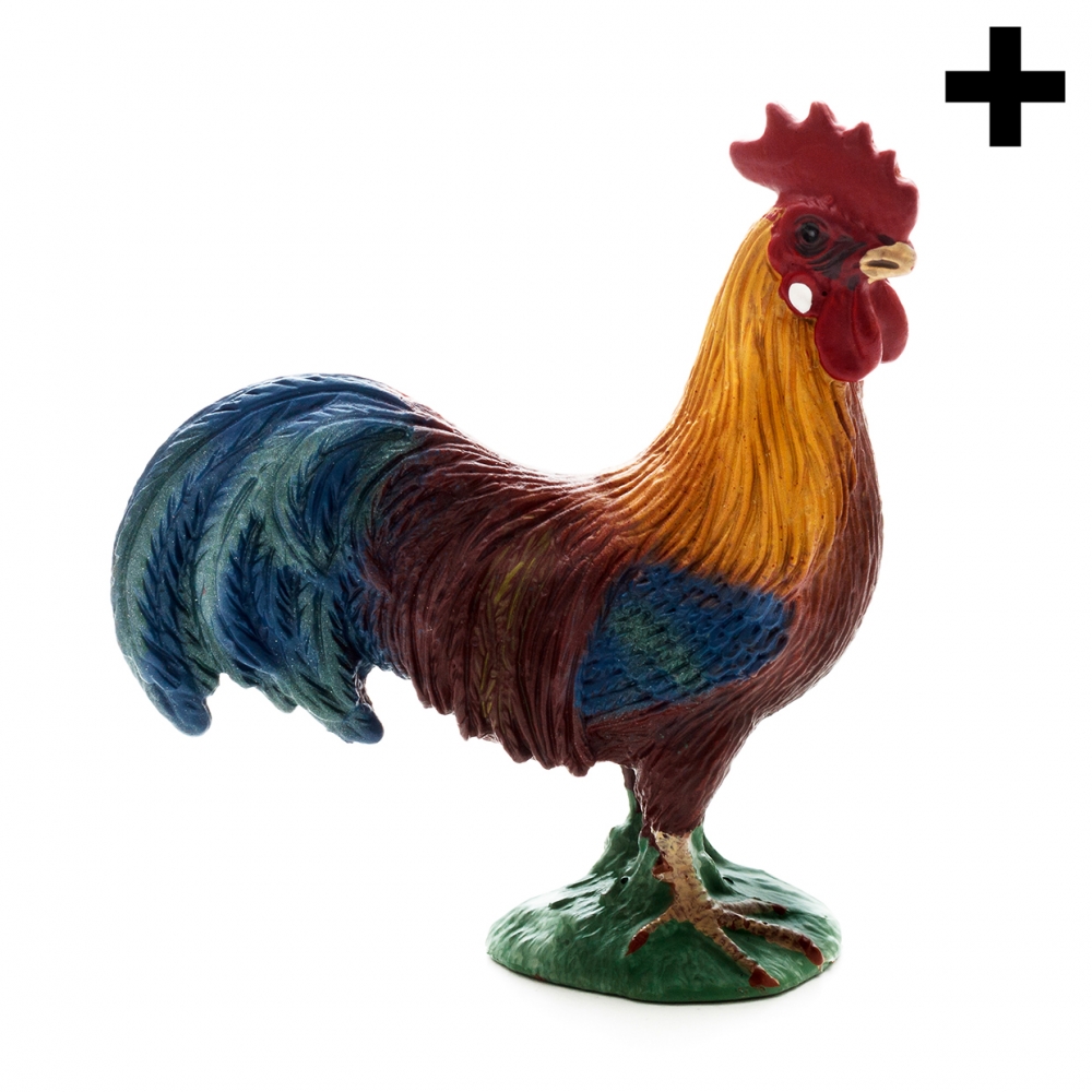 Imagen en la que se ve un gallo en perspectiva lateral