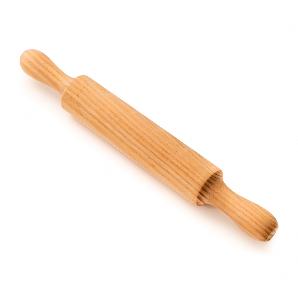 Imagen en la que se ve un rodillo de madera para amasar