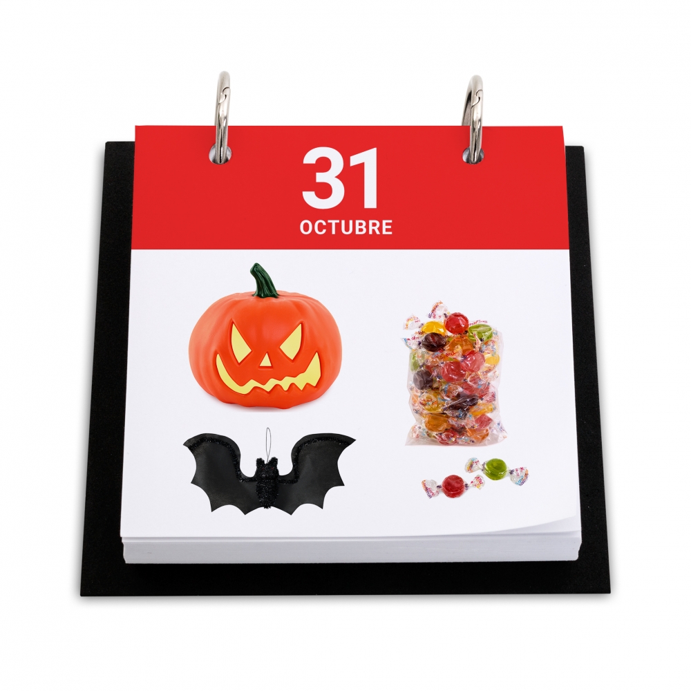 Imagen en la que se ve un calendario con el día de Halloween