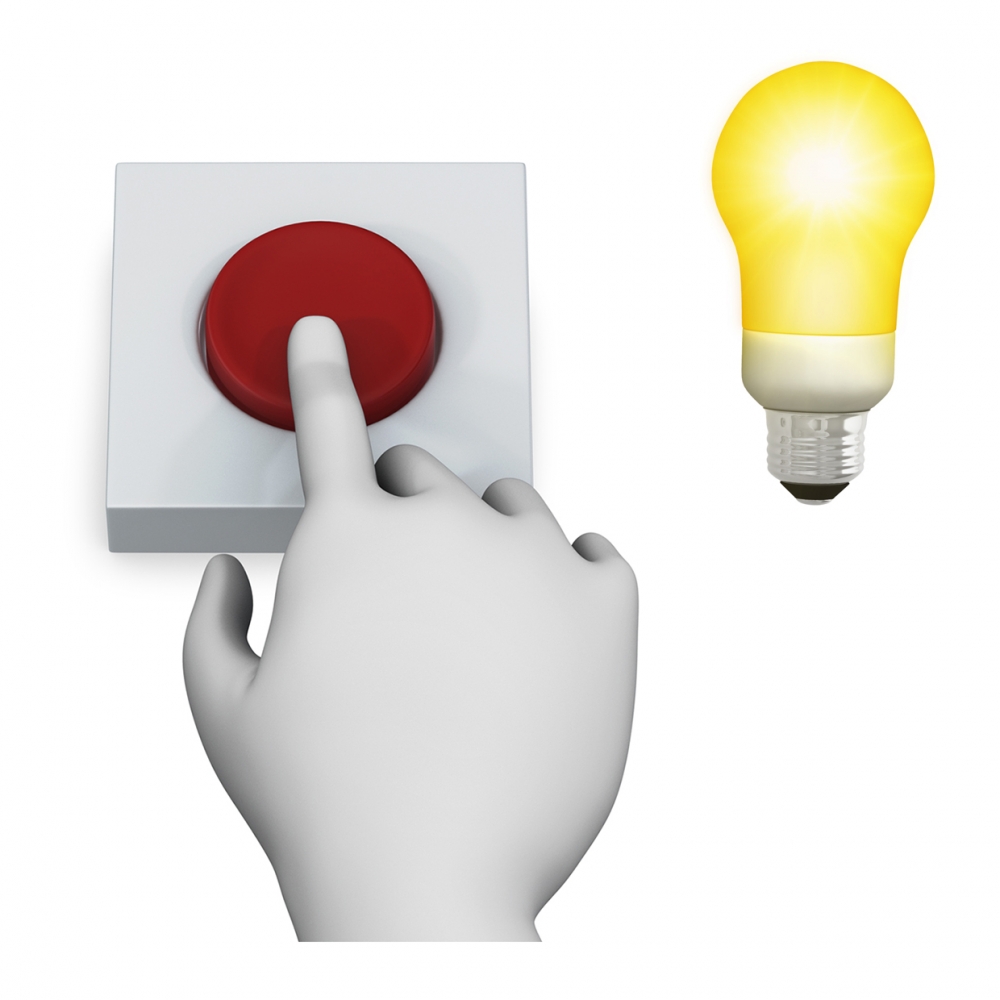 Imagen en la que se ve el concepto encender la luz con pulsador