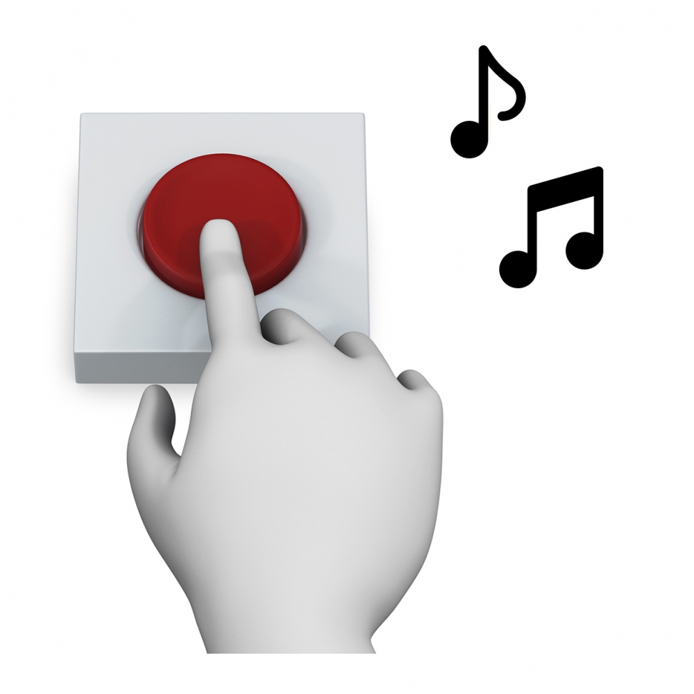 Imagen en la que se ve el concepto encender la música con pulsador