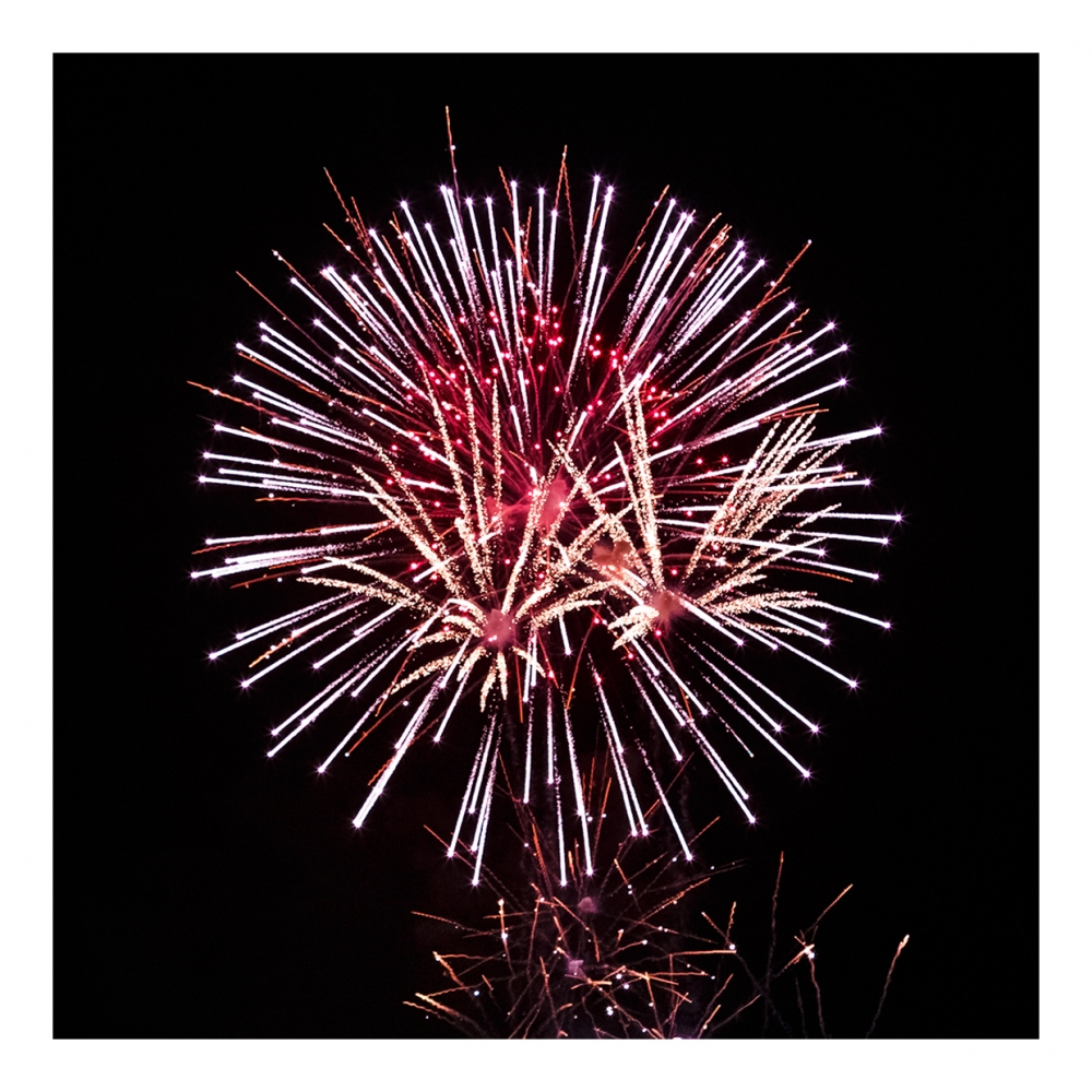 Imagen en la que se ven fuegos artificiales