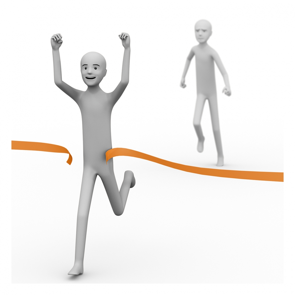 Imagen en la que se ve una persona ganando una carrera