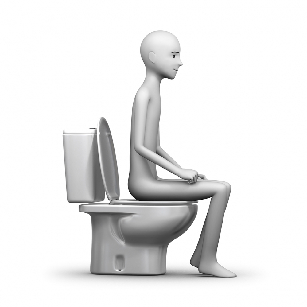 Imagen donde una persona hace caca en un váter