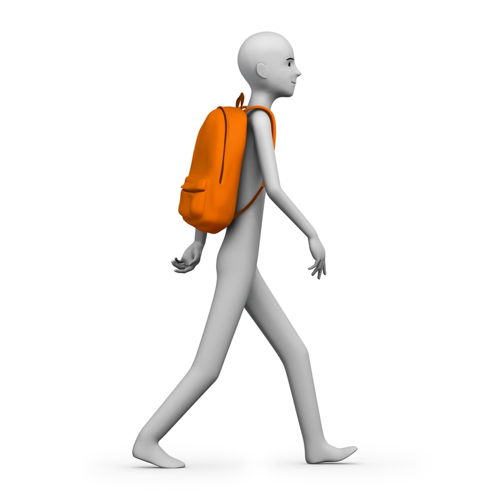 Persona caminando con una mochila a la espalda