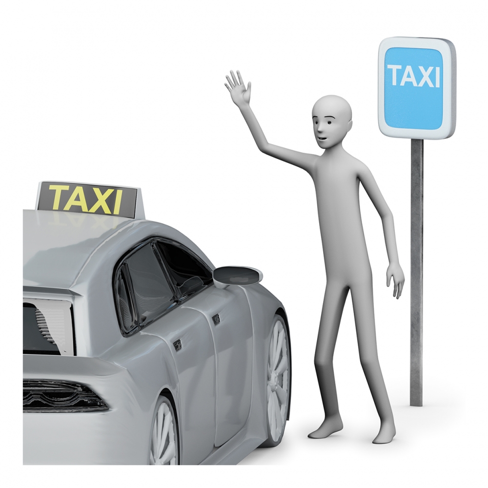 Imagen en la que se ve a una persona parando un taxi