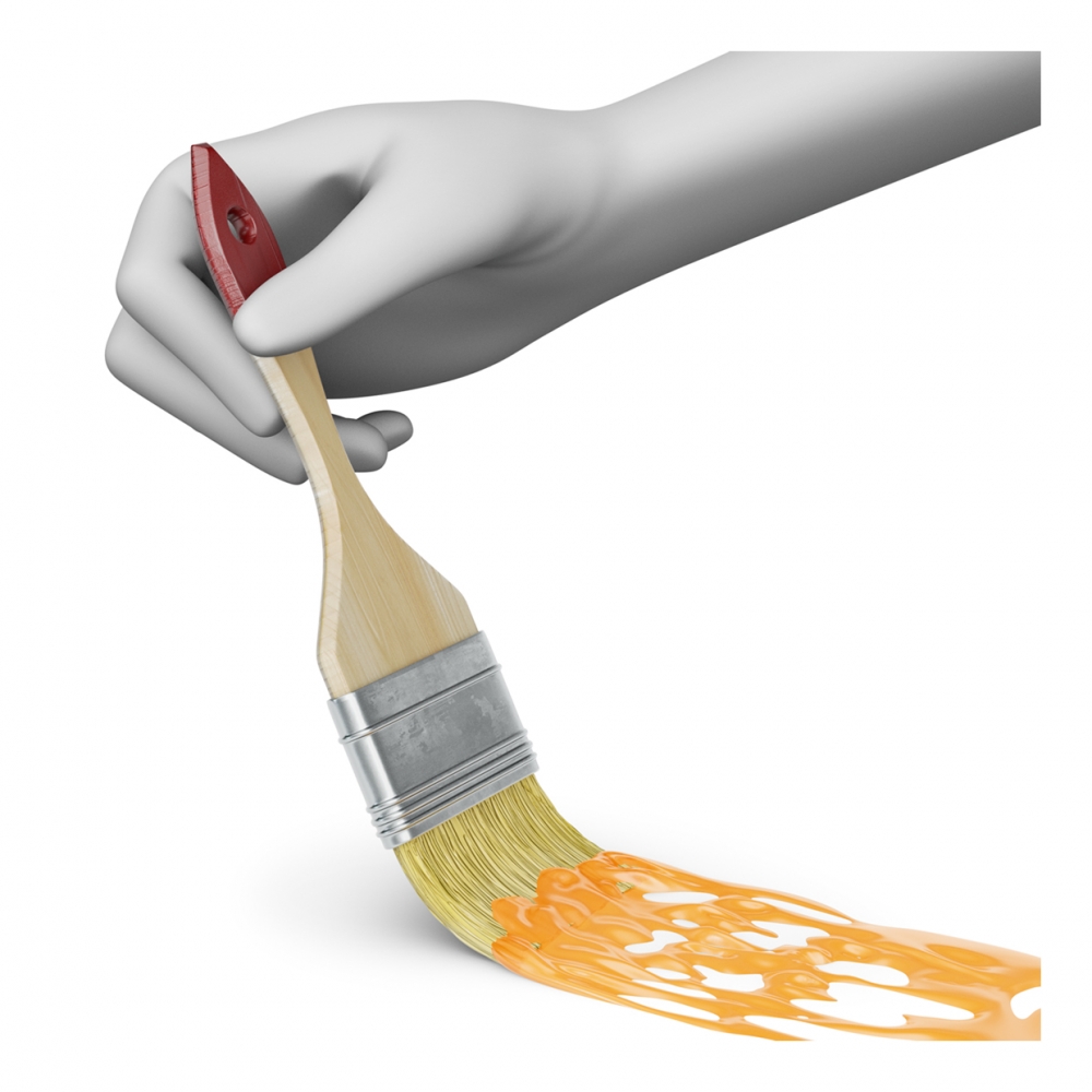 Imagen en la que se ve una mano pintando un color con brocha