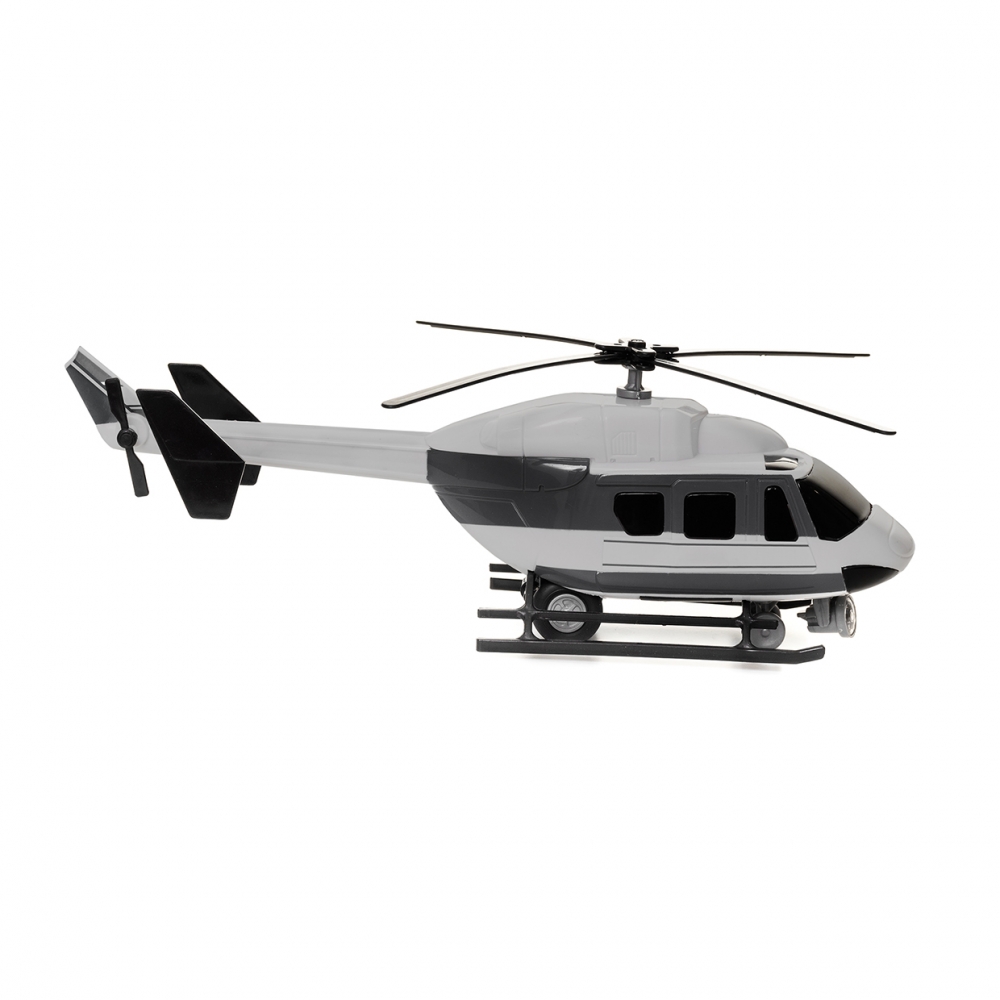 Imagen en la que se un helicóptero en perspectiva lateral