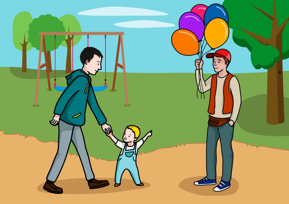 El bebé quiere un globo