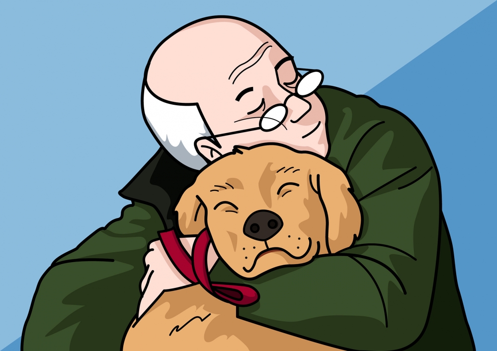 El abuelo quiere al perro