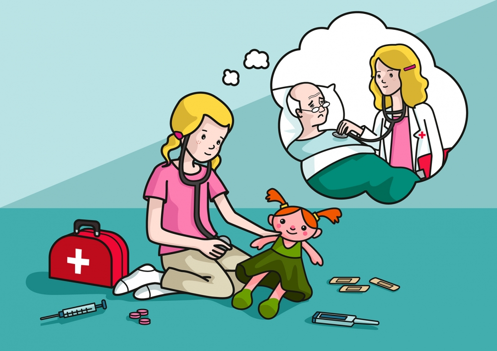 La niña piensa que de mayor será médica