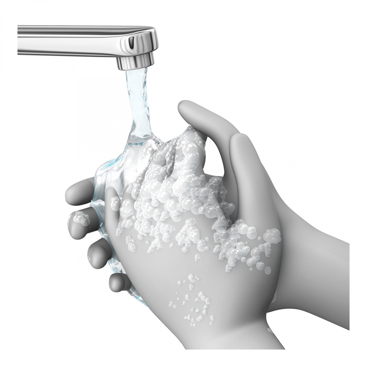 Imagen en la que se ven unas manos aclarándose con agua bajo el grifo