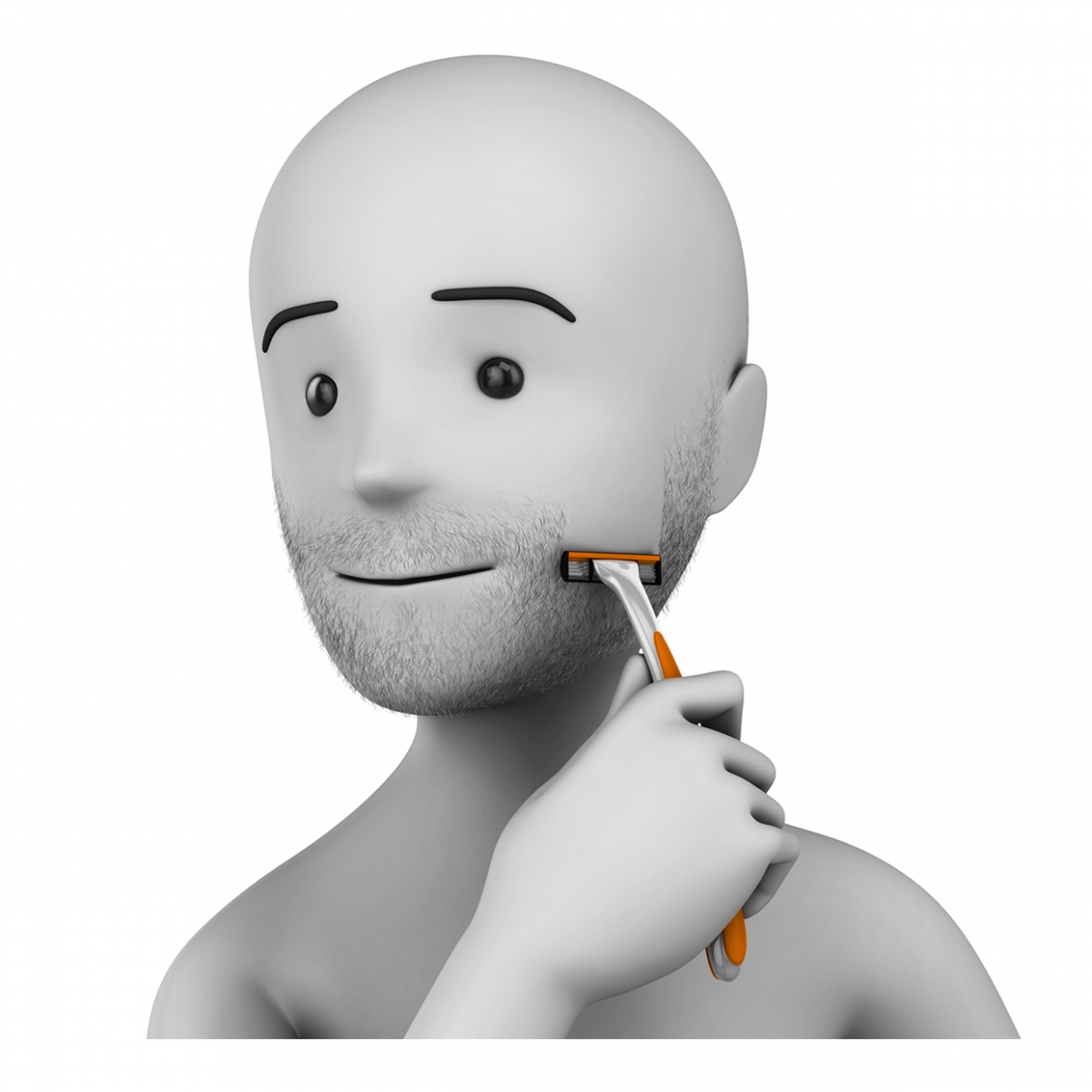 Imagen en la que se ve una persona afeitándose la barba con una cuchilla de afeitar