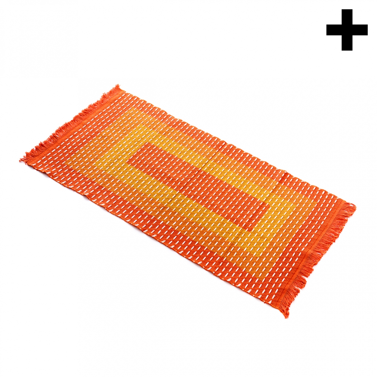 Imagen en la que se ve una alfombra naranja en perspectiva diagonal