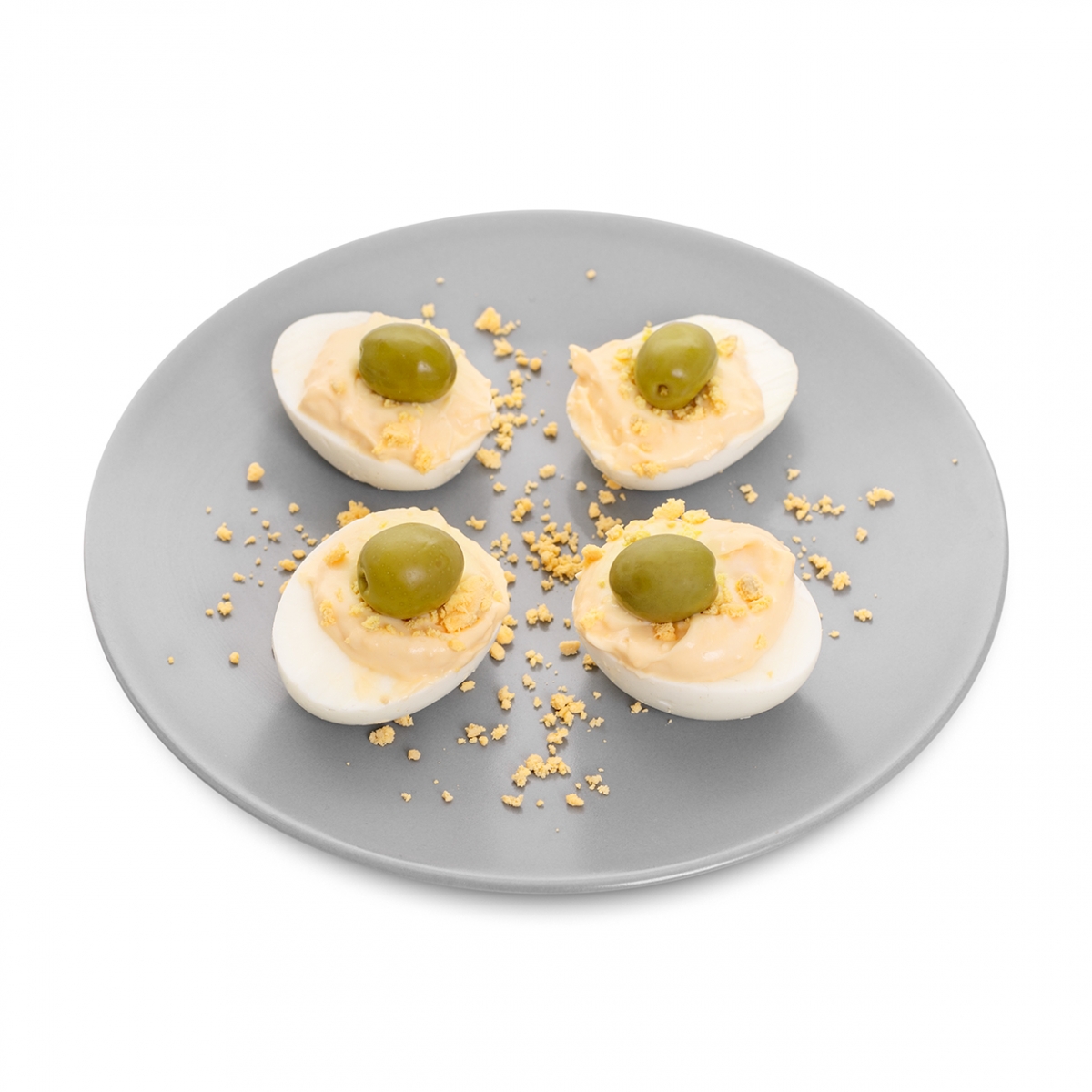 Imagen en la que se ve un plato de huevos rellenos