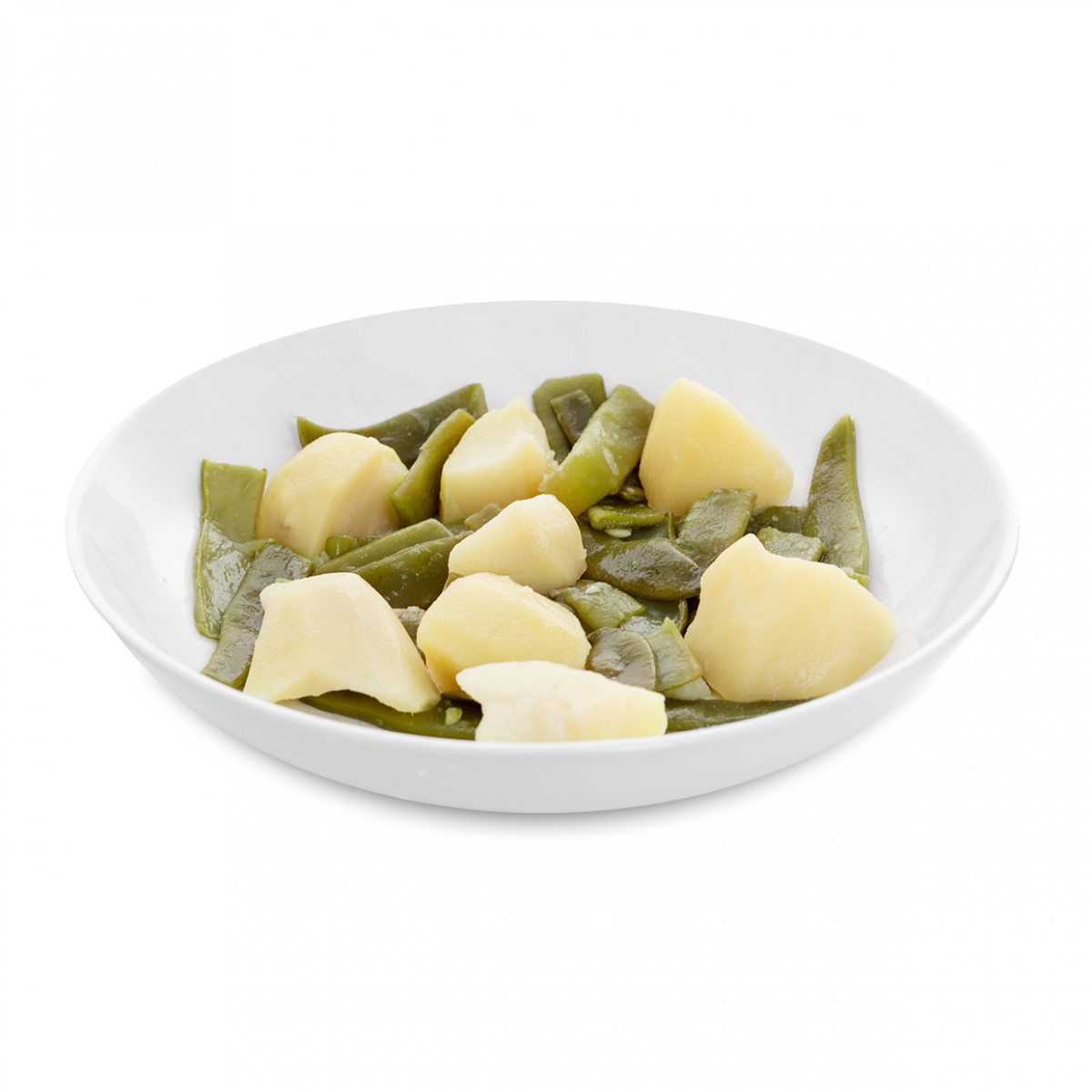 Imagen en la que se ve un plato de judías verdes con patatas