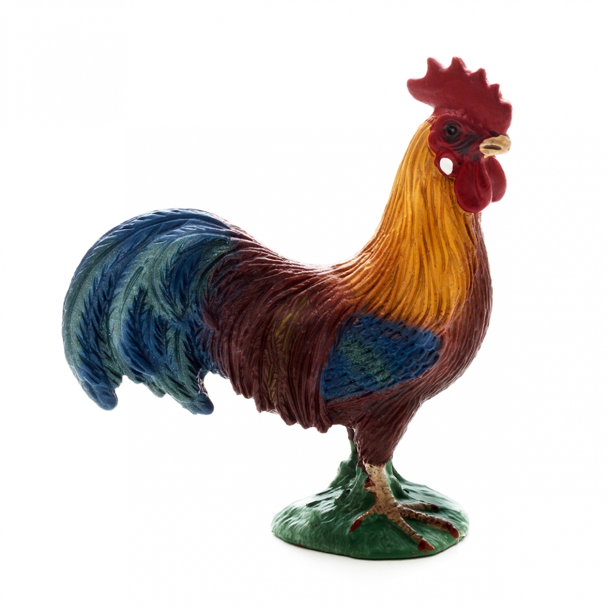 Imagen en la que se ve un gallo en perspectiva lateral