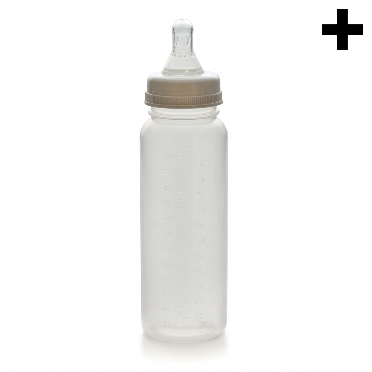 Imagen en la que se ve un biberón con la tetina puesta