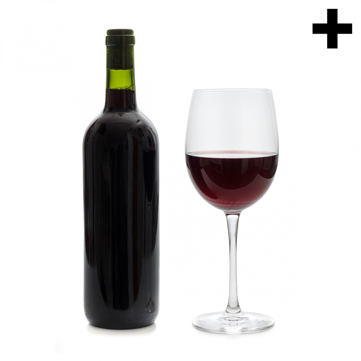 Imagen en la que se ve una botella y una copa con vino