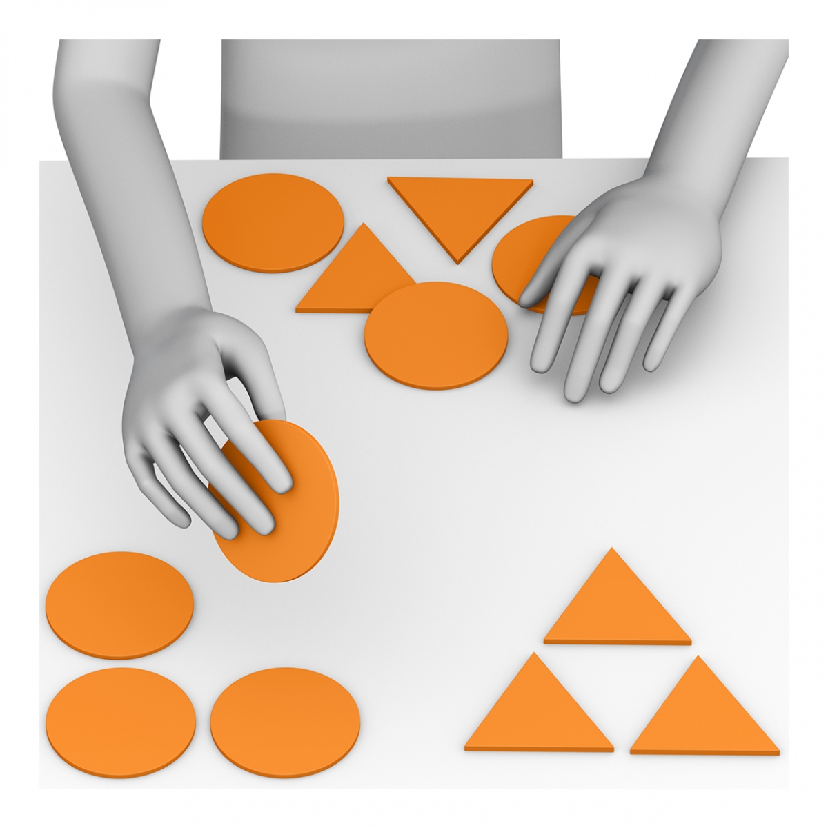 Imagen en la que se ve unas manos clasificando objetos por sus formas