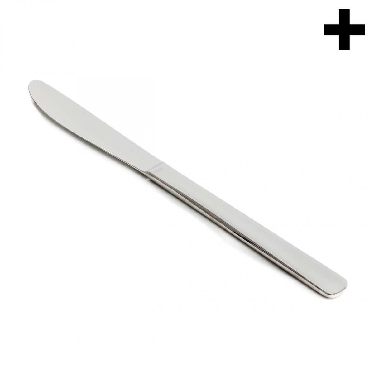 Imagen en la que se ve un cuchillo plateado en perspectiva diagonal