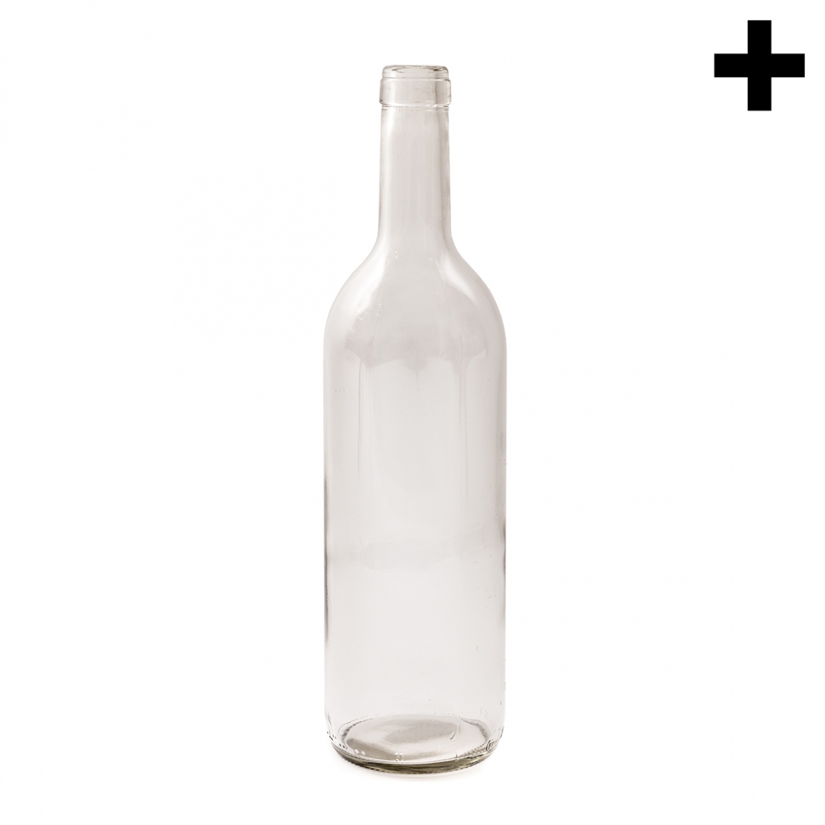 Imagen en la que se ve una botella de cristal blanco vacía