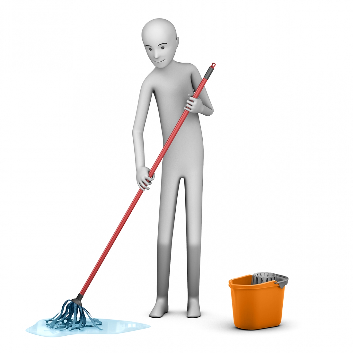 Imagen en la que aparece una persona fregando el suelo