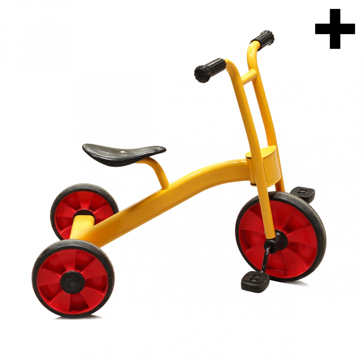 Imagen en la que se ve un triciclo en perspectiva lateral