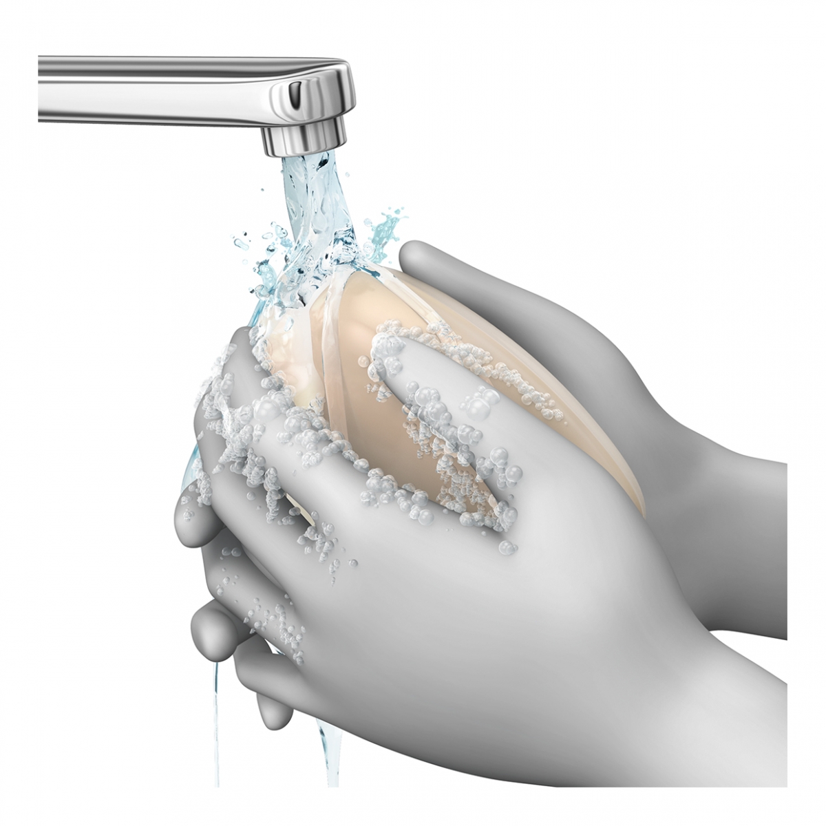 Imagen en la que se ven unas manos lavándose con agua y jabón bajo el grifo