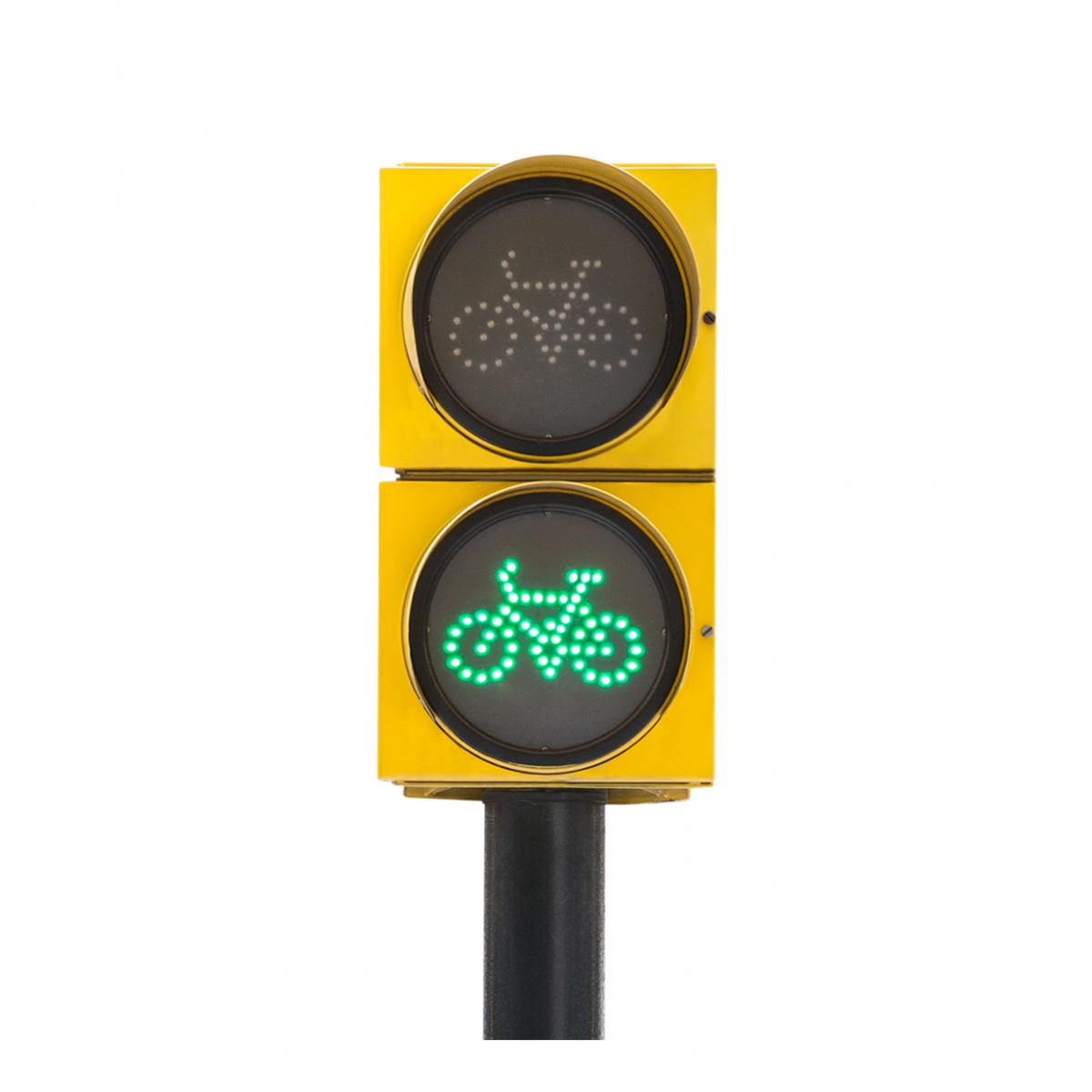 Imagen en la que se ve un semáforo de bicicletas