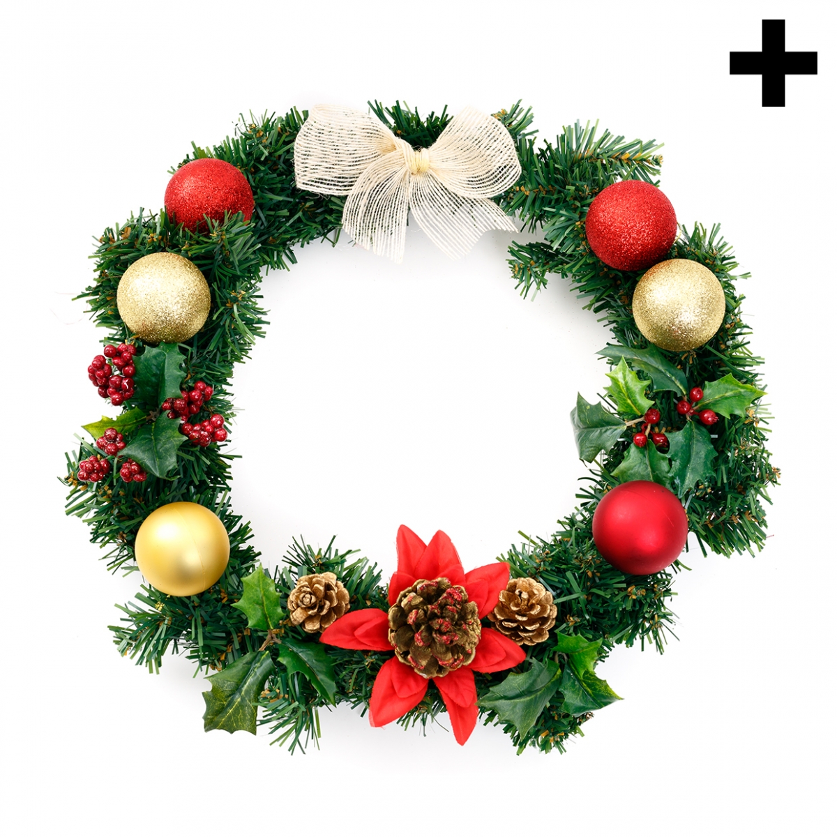 Imagen en la que se ve el plural del concepto corona de flores de Navidad