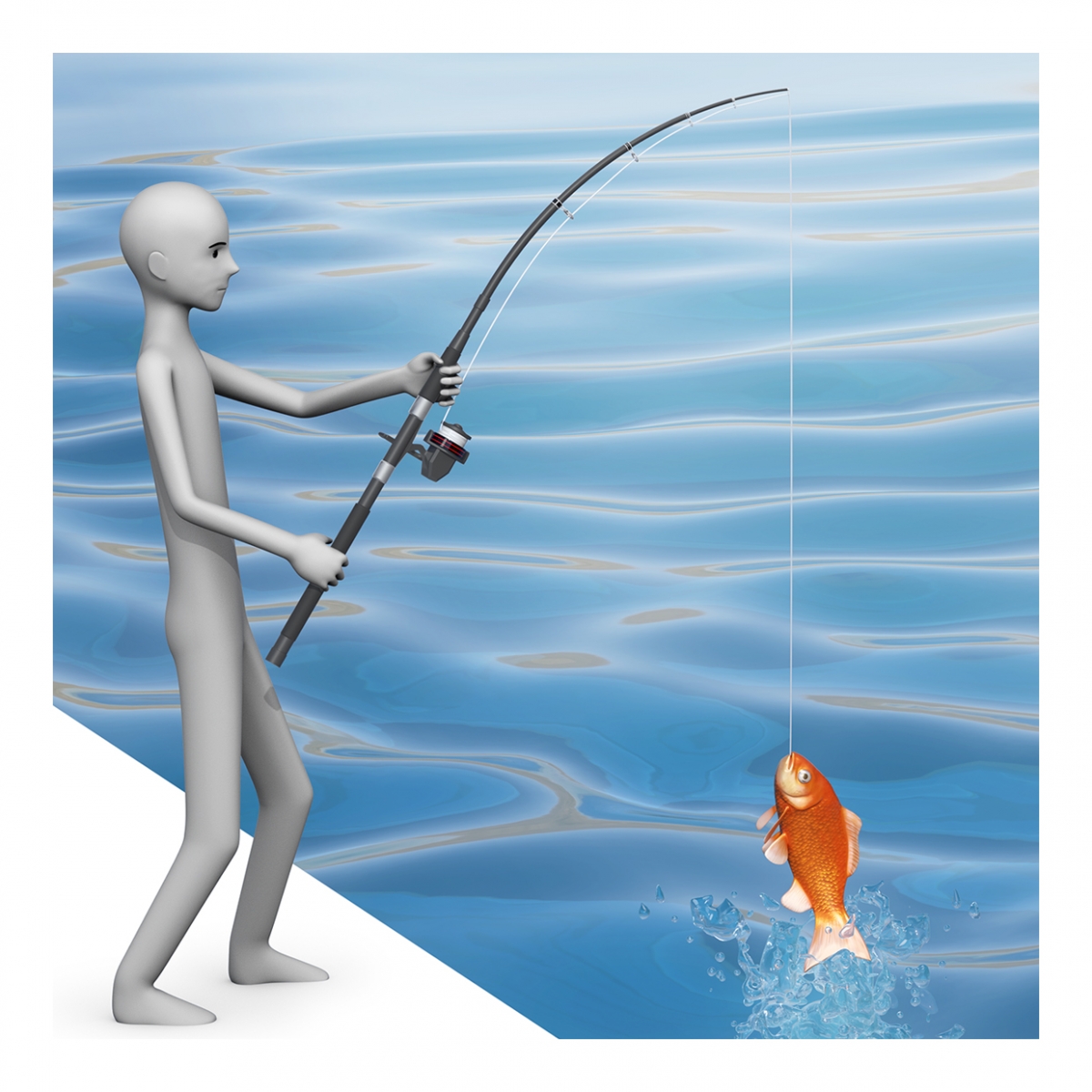 Persona pescando un pez con una caña