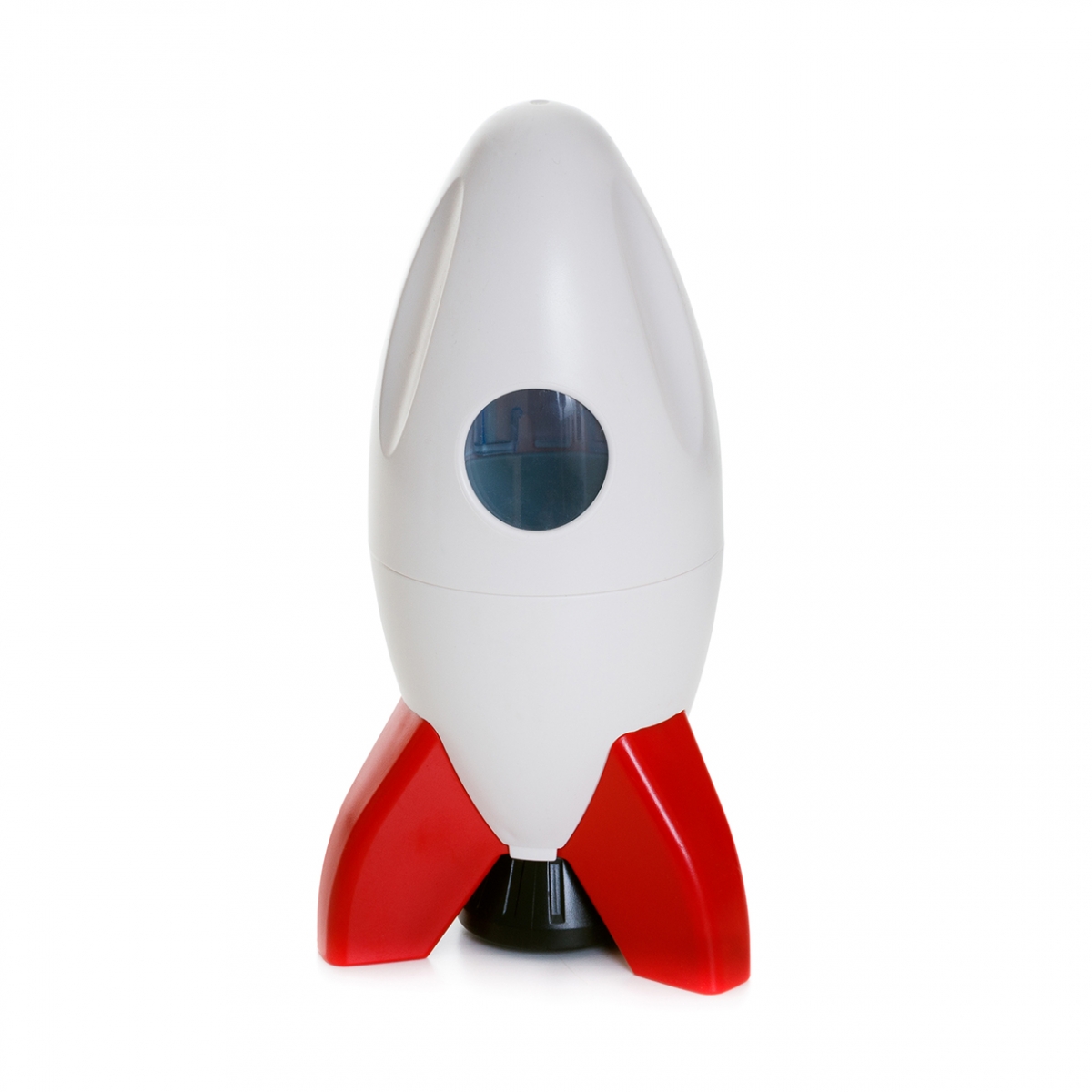 Imagen en la que se ve un cohete en perspectiva frontal