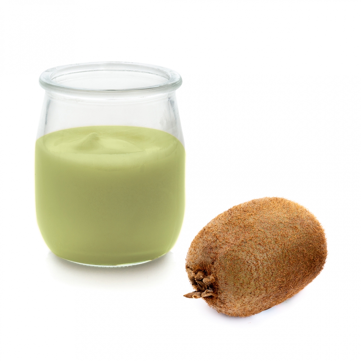Imagen en la que se ve un yogur de kiwi