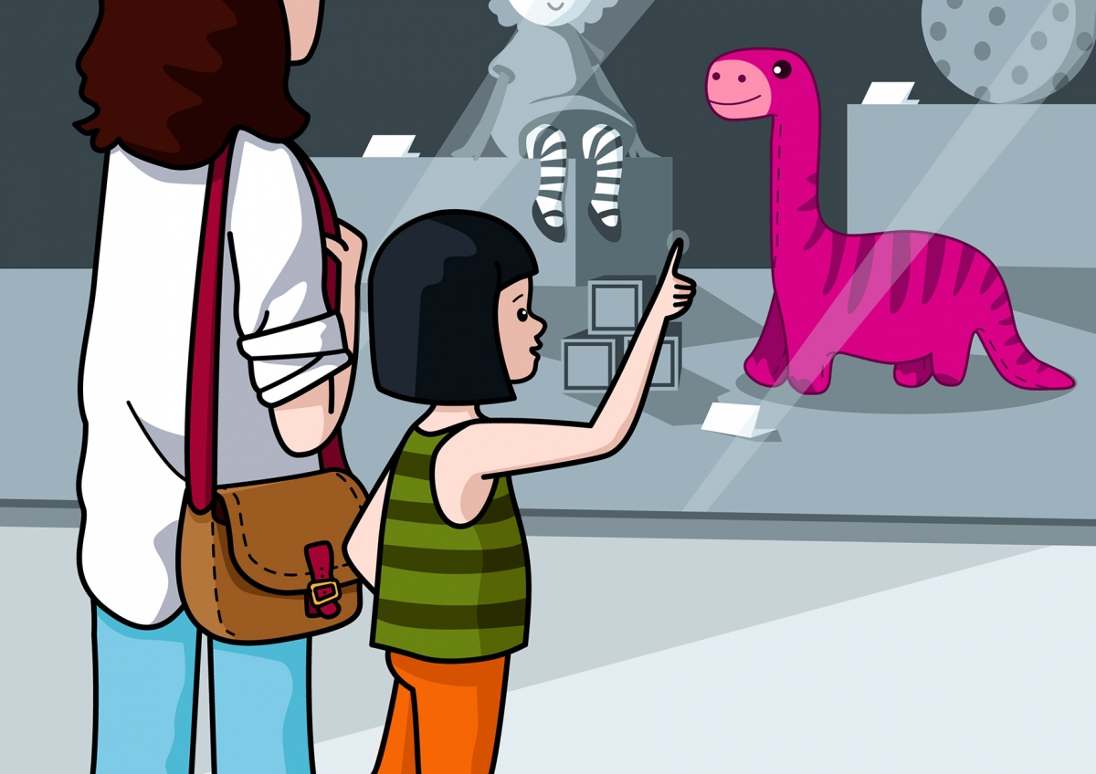 La niña quiere un dinosaurio